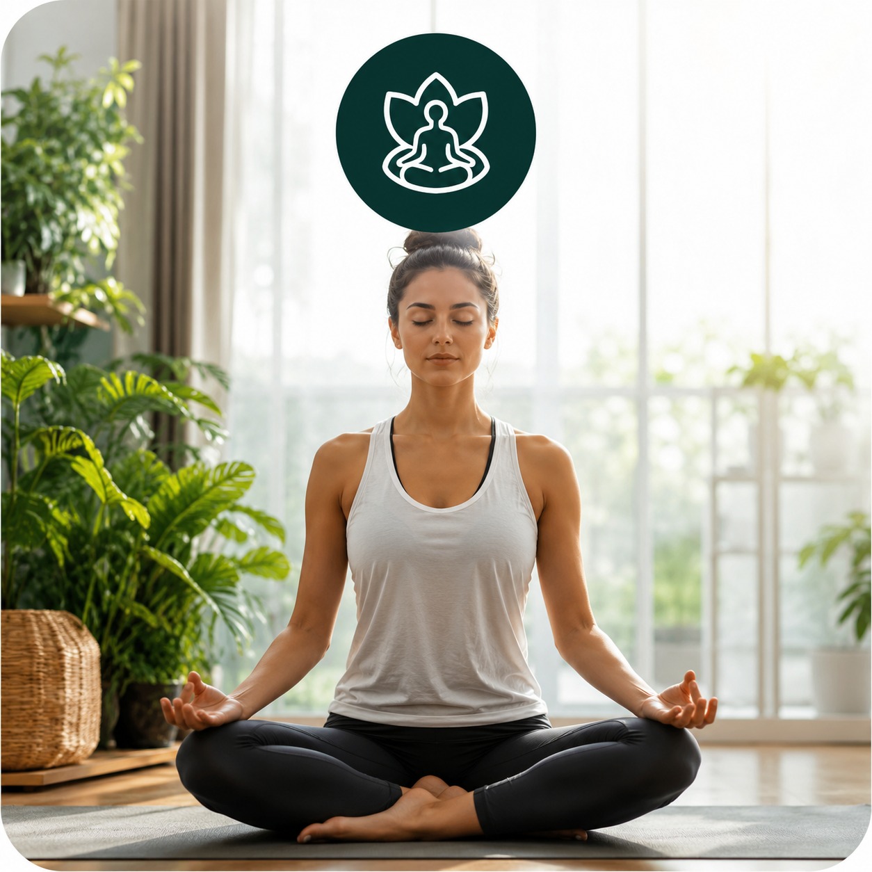 Person meditating in a calm studio